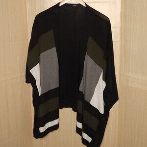 Alfani Black Green Grey Knit Oversized Kimono L XL